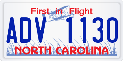 NC license plate ADV1130