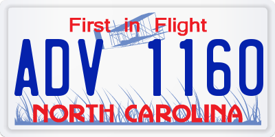 NC license plate ADV1160
