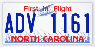 NC license plate ADV1161