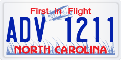 NC license plate ADV1211