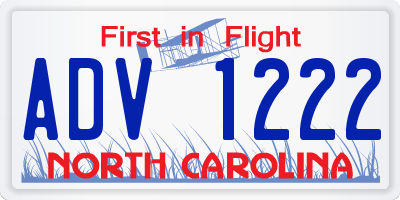NC license plate ADV1222