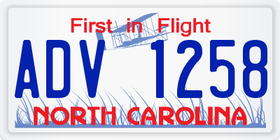 NC license plate ADV1258