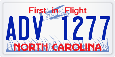 NC license plate ADV1277
