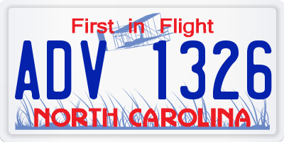 NC license plate ADV1326