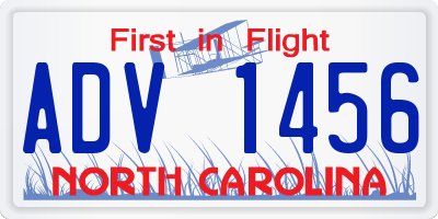 NC license plate ADV1456