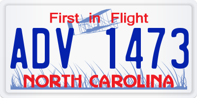 NC license plate ADV1473
