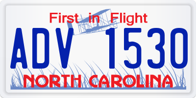 NC license plate ADV1530