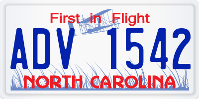 NC license plate ADV1542