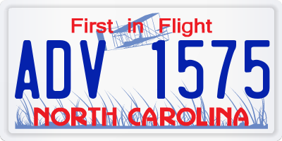 NC license plate ADV1575