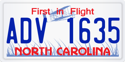 NC license plate ADV1635