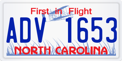 NC license plate ADV1653