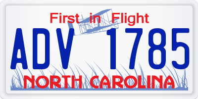 NC license plate ADV1785