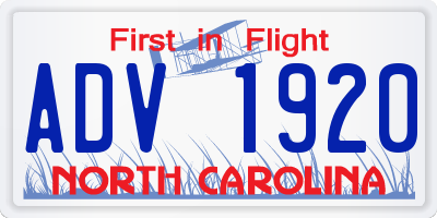 NC license plate ADV1920