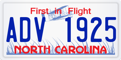 NC license plate ADV1925