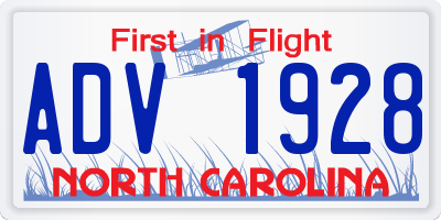NC license plate ADV1928