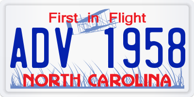 NC license plate ADV1958