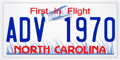 NC license plate ADV1970