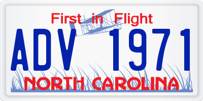 NC license plate ADV1971