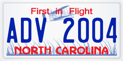 NC license plate ADV2004