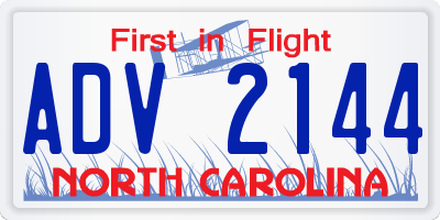 NC license plate ADV2144