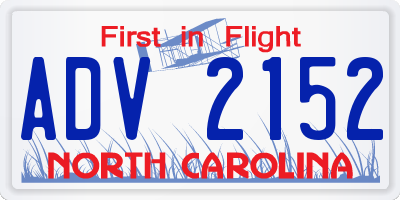 NC license plate ADV2152