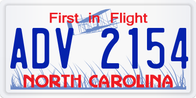 NC license plate ADV2154