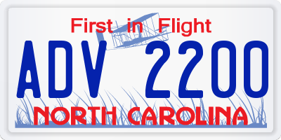 NC license plate ADV2200