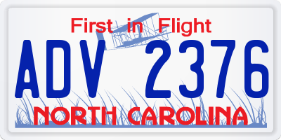NC license plate ADV2376