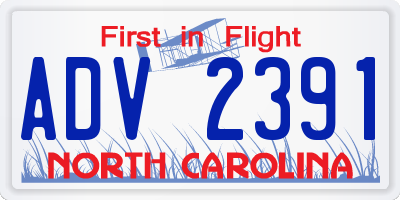 NC license plate ADV2391
