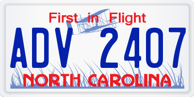 NC license plate ADV2407