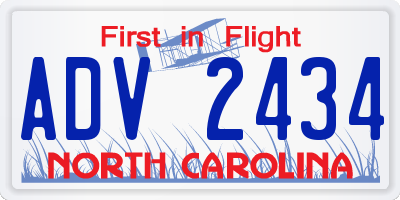 NC license plate ADV2434