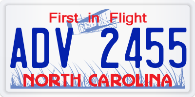 NC license plate ADV2455