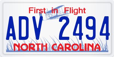 NC license plate ADV2494