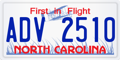 NC license plate ADV2510