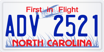 NC license plate ADV2521
