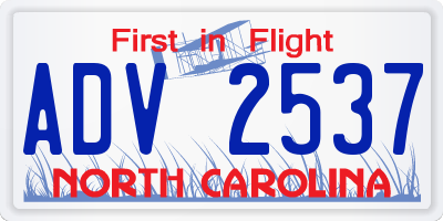 NC license plate ADV2537