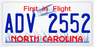 NC license plate ADV2552