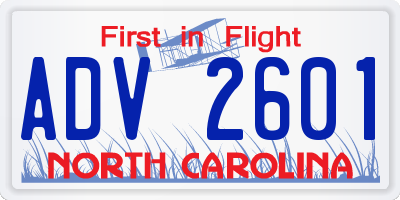 NC license plate ADV2601