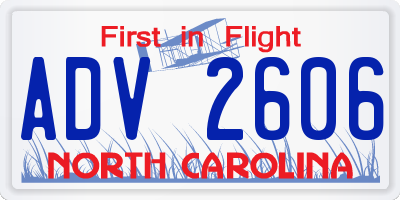 NC license plate ADV2606