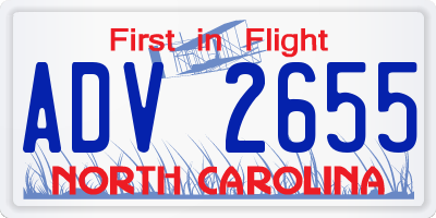 NC license plate ADV2655