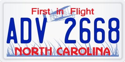 NC license plate ADV2668