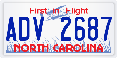 NC license plate ADV2687