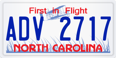 NC license plate ADV2717