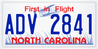 NC license plate ADV2841