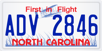 NC license plate ADV2846