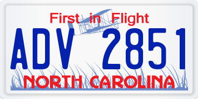 NC license plate ADV2851