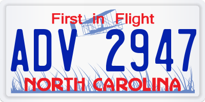 NC license plate ADV2947