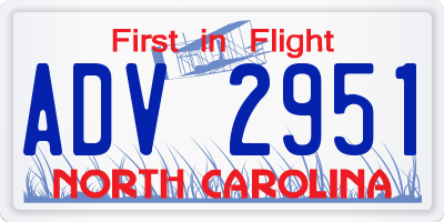 NC license plate ADV2951