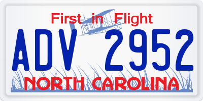 NC license plate ADV2952