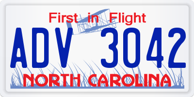 NC license plate ADV3042